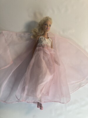 Barbie fashion doll vintage blonde bellybutton pink gown with cape Snap needs st