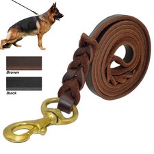 Braided Genuine Leather Dog Leash Training for Police German Shepherd Pitbull