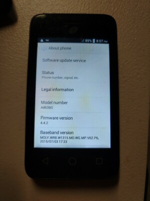Alcatel One Touch Pixi Glitz A463BG Tracfone Cellular Smartphone Good Condition
