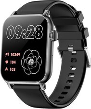 Smart Watch for Men Women with Bluetooth Call, 1.83" Full Touch Screen Black 