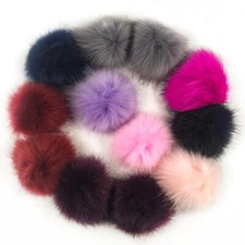 12PCS 10cm Furry Faux Fur Pompoms Plush Fluffy Cute Pom Pom Ball Pendant Keyring