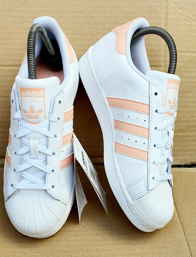 BNIB ADIDAS SUPERSTAR TRAINERS WHITE u0026amp; PEACH LIMITED EDITION SIZE 4.5 UK  NEW | eBay