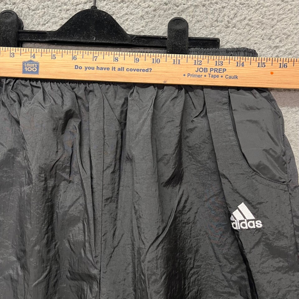 Adidas Pants Mens XL Black Windbreaker Track Pants Y2K Retro Basketball