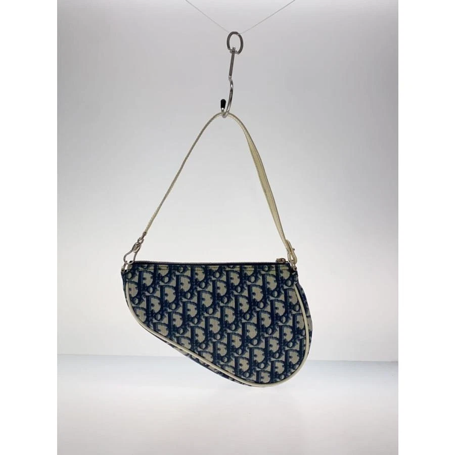 Sac à main bandoulière Christian Dior trotteur selle pochette toile bleu beige