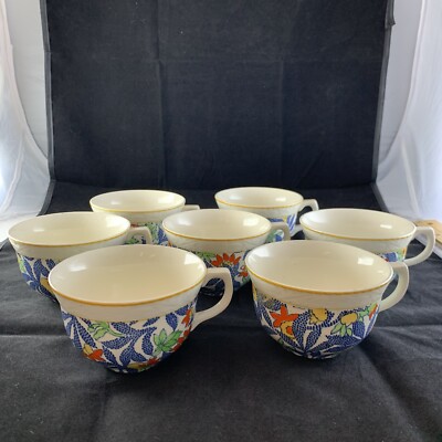 Vtg 7 Barker Bros Royal Tudor England Fantasy Tea Cups Richmond Brothers Read