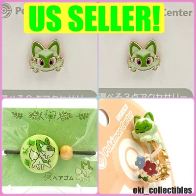  Pokemon Center Japan Sprigatito Pierced Earrings Ring Hair Accessory Jewelry 