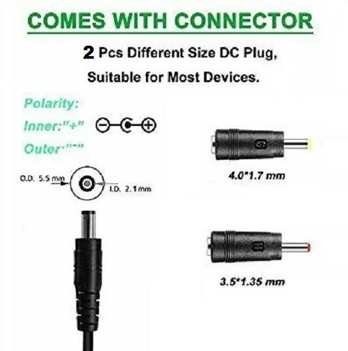 8V 0.5A AC/DC Adapter Power Supply Charger with 5.5x2.1mm + 2 DC Power Plug Tips - Bild 5 von 8