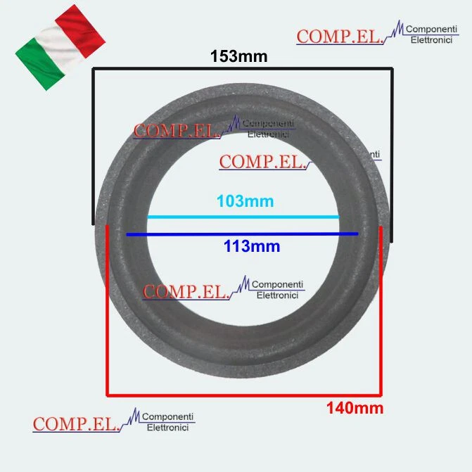 GHX SOSPENSIONE IN FOAM PER ALTOPARLANTE 6.5" Diametro esterno 153mm woofer midrange