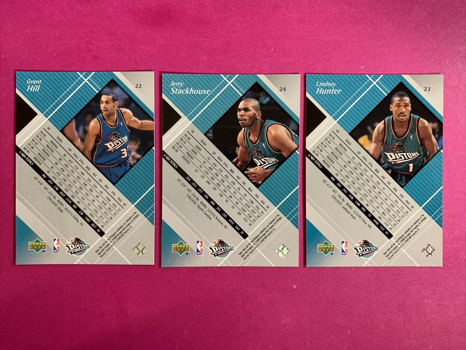 Hunter Stackhouse 🐶 1999-00 Black Diamond Grant Hill #22, Jerry Stackhouse #24 Hunter #23 ...