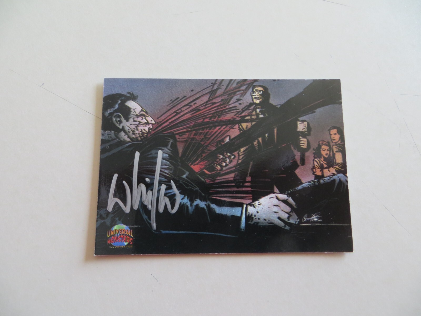 1991 TOPPS UNIVERSAL MONSTERS DRACULA CARD #12 SIGNED, WHILCE PORTACIO, WITH POA