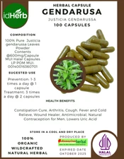 CAPSULE GENDARUSA JUSTICIA GENDARUSSA NATURAL ORGANIC HERBAL HERBS