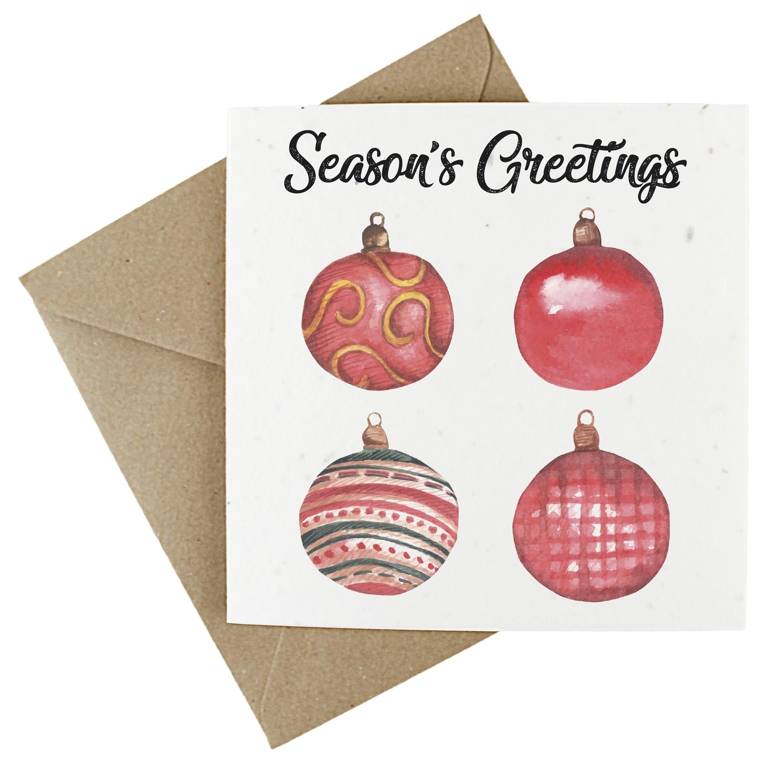 Seeded Christmas Cards - Red Baubles Eco-Friendly Flower Plantable Cards 10pk