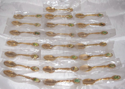 Twenty-Two Bird Spoons Gold Tone Small New