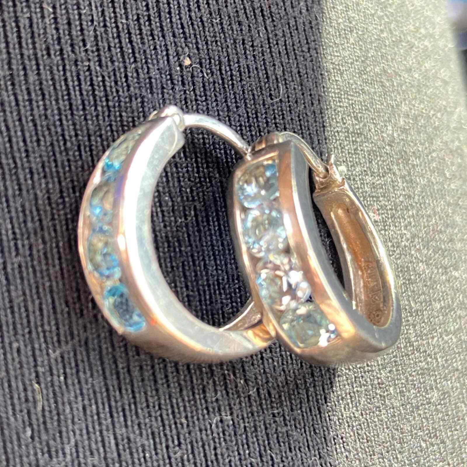 Light blue gemstone hoops - image 3