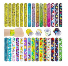 60 Pcs Slap Bracelets for Kids, Multiple Styles Colorful Bulk Slap Wristbands