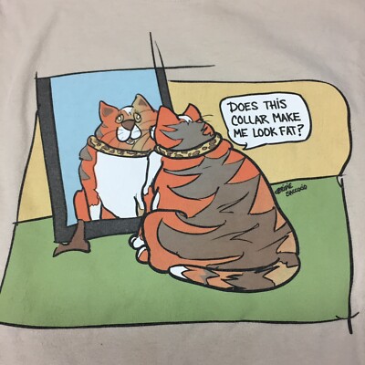 Cat Cartoon XL T-shirt Rescue Kitten Animal Pet Tabby Kitty Meow