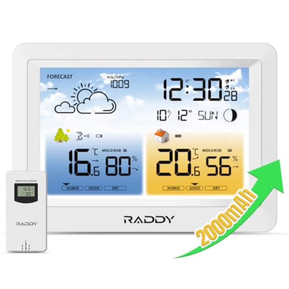 Raddy WM6 Stazione Meteo Barometro Digitale con Sensore Wireless