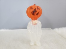 Vintage Fleer Candy Dispenser Halloween Pumpkin Head Man Blow Mold Suit 1960s