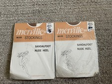 2 Pair Vintage Merville Supreme One Size Mesh garter stockings Palm