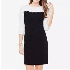 NEW ANN TAYLOR BLACK WHITE COLORBLOCK SHIFT DRESS SIZE 4