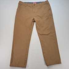 Coleman Fleece Lined Canvas Pants Mens 38x32 Brown Work Utility