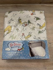 Dr. Seuss Nursery Fitted Crib Sheet 100 Cotton Green Eggs And Ham NEW
