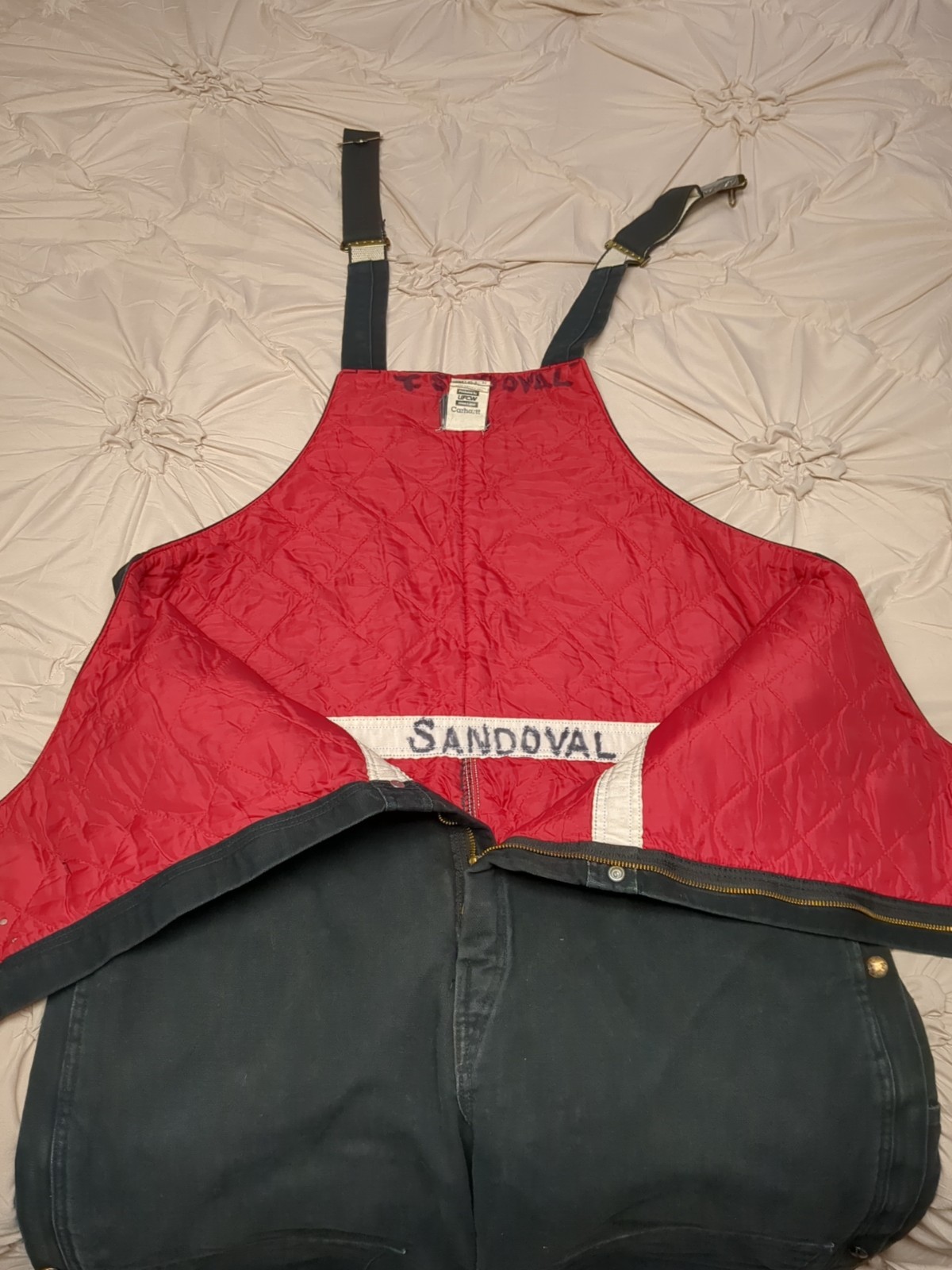 Carhartt Overalls Bibs R38 Blk Black 40 X 30 Double Knee Red Quilted Interior thumbnail 6