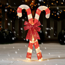 Lighted Candy Cane Christmas Decor 50 LED Warm White Outdoor Lawn Display Sign 