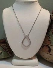 Silpada 925 Sterling Silver Sparkly CZ Teardrop Pendant Necklace 18”+ EUC 3g