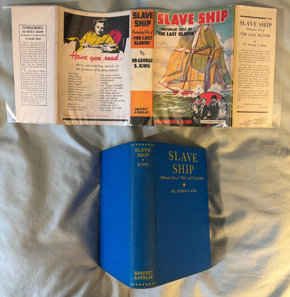 Slave Ship / Last Slaver - Grosset movie tie-in DJ c1937 VG+ Wallace Beery