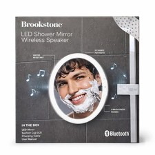 Brookstone LED Shower Mirror Bluetooth Speaker Waterproof Wireless Bathroom