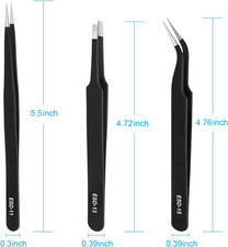 3PCS Precision Tweezers Set ESD Anti Static Stainless Steel Tool