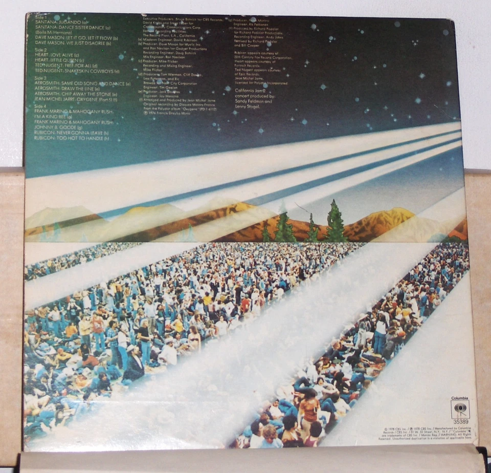 California Jam 2 - Aerosmith - Heart - Santana 1978 Double Vinyl LP Record Album - Image 3 of 3