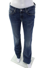 7 For All Mankind Womens Bootcut Dark Blue Jeans Button Mid Rise Size 27