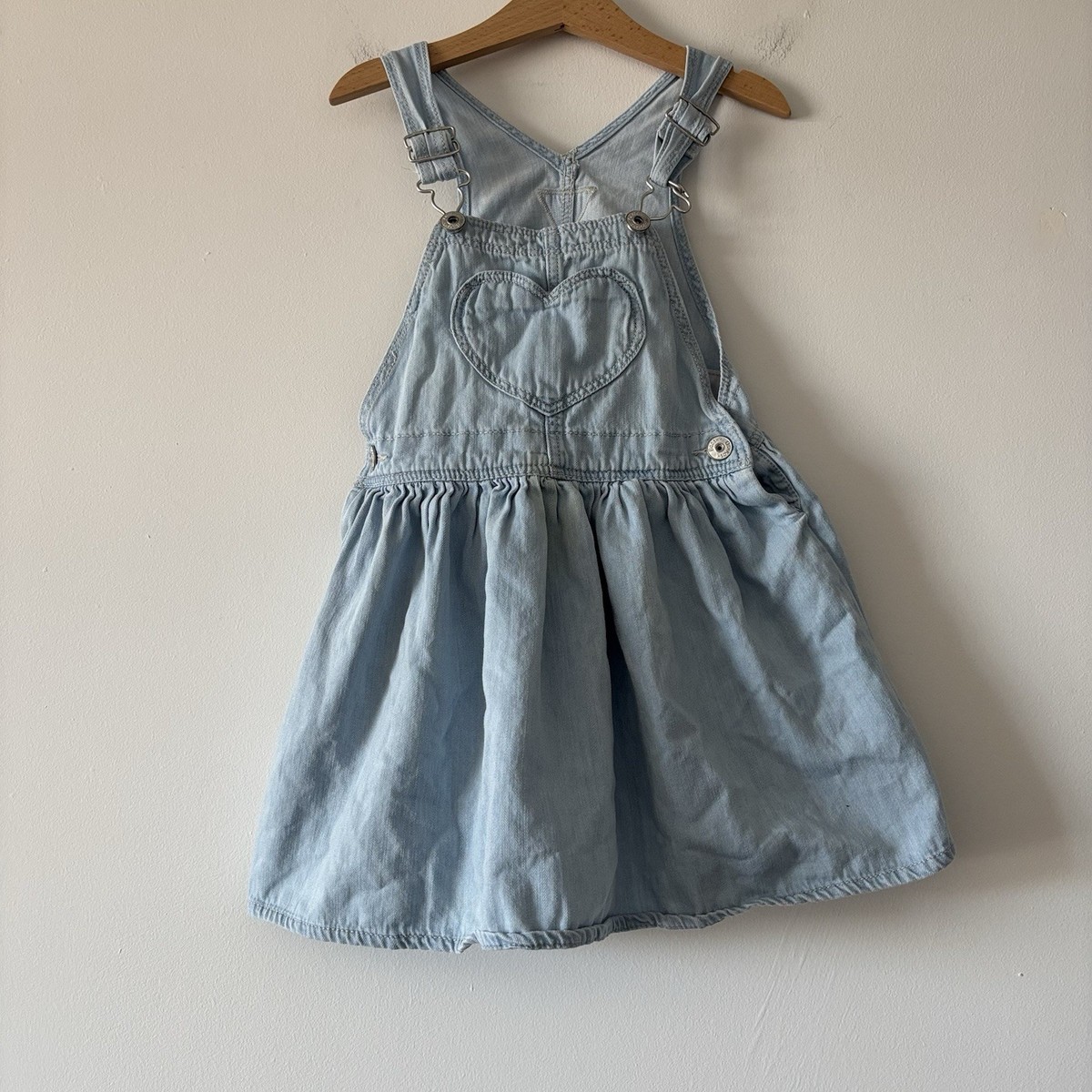 OshKosh B'gosh 5T Toddler Girl Denim Heart Ruffle Skirtall Overall Dress  Classic | eBay