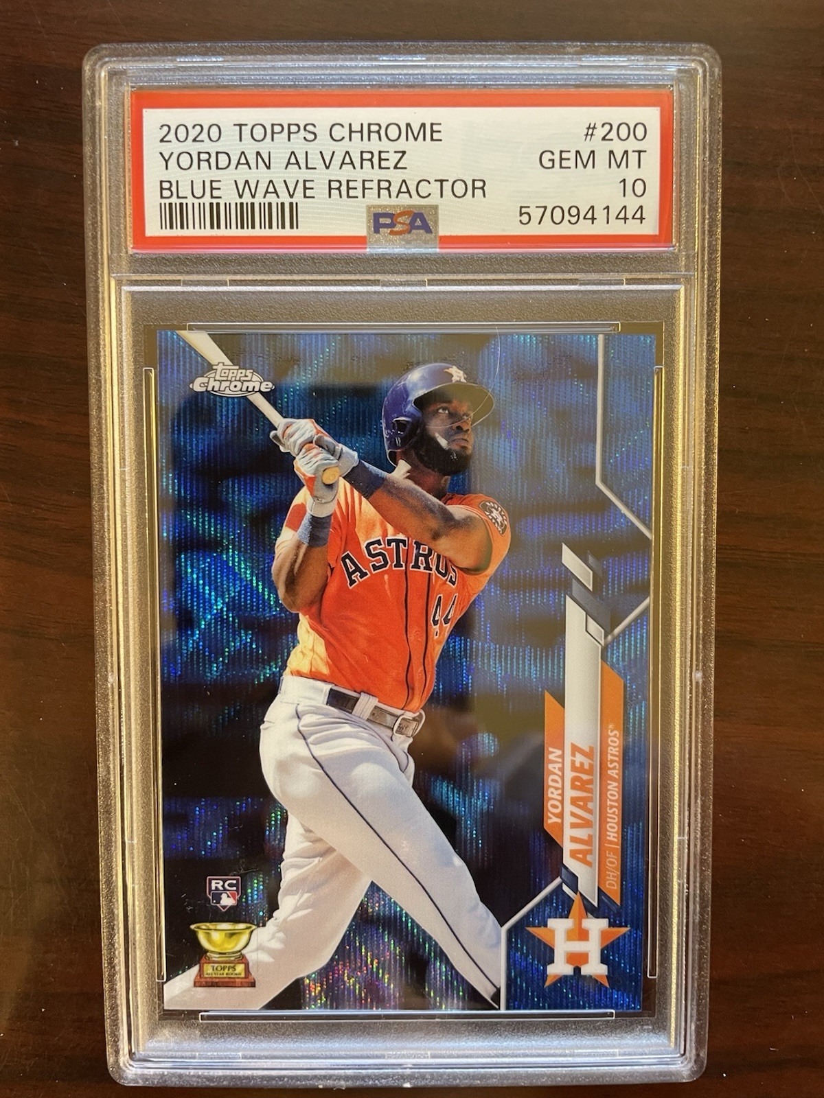 2020 TOPPS CHROME BLUE WAVE REFRACTOR #200 YORDAN ALVAREZ ROOKIE RC 06/75 PSA 10