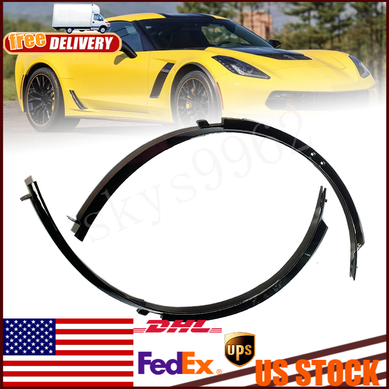 For Corvette C7 2014-2019 1 Pair Glossy Black Front Wheel Trim Fender Flares Kit