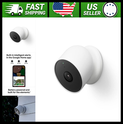 Google Nest Cam Wireless Security Camera 1080p HDR Indoor Outdoor Battery