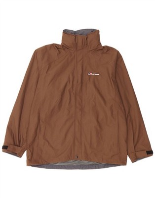 Berghaus Womens Hooded Rain Jacket UK 16 Large Brown Nylon DO16