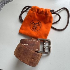 Herm s brown leather belt bracelet with silver buckle.