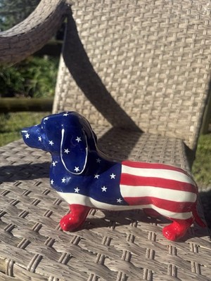 Blue Sky Clayworks Patriotic Dachshund Dog Red White Blue 2026