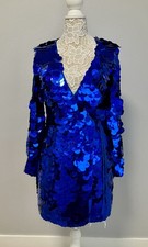 ASOS Disc Paillette Sequin Wrap Mini Dress Royal Blue Size 6