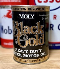 Vintage Moly Black Gold Heavy Duty Truck Motor Oil Can Quart Empty