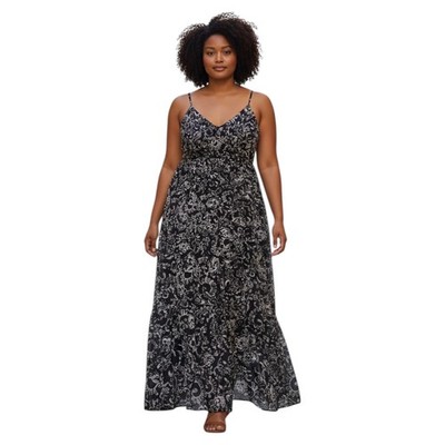 Plus Size 20W Navy Floral Maxi Dress Sleeveless Empire Waist Boho Summer Lined