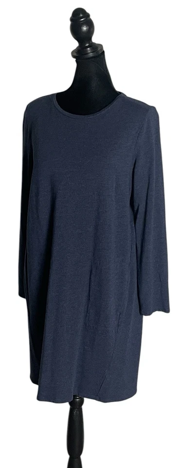 Vestido J.Jill PureJill Manga Larga Tejido Pequeño M Pima Algodón Modal Azul Túnica Foto 3 de 4