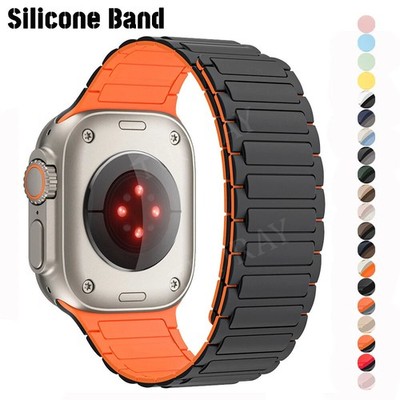 Für Apple Watch Ultra 3 2 Serie 11/10/9/8/7/6 46/45/44mm Silikon Magnet Armband