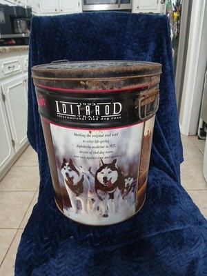 eukanuba dog food can tin  vintage 93 iditarod sled trail race