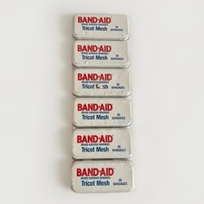 BAND-AID Metal Tin 80s Vtg NOS Tricot Mesh Ba...