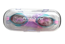 Aqua2ude Kids Swim Goggles BLUE  - PINK - LIGHT BLUE Ages 6+ Protective Case NEW
