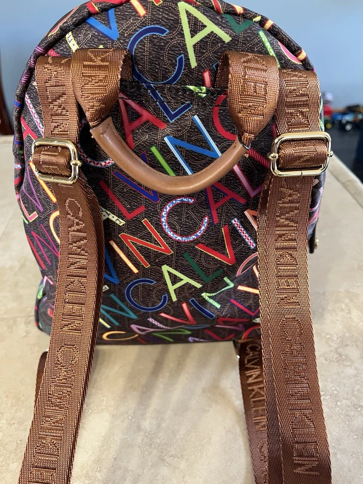 Calvin Klein Mini Backpack NWT | Multicolor Logo Print Designer Bag - Image 2 of 4